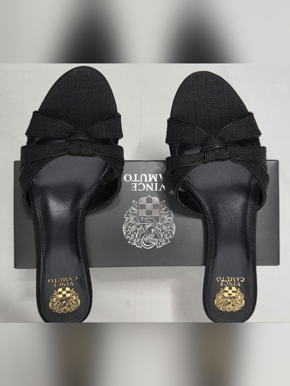 Vince Camuto Black Bow Kitten Heel Slide Sandals – Size 10 Medium (M) - Picture 6 of 6
